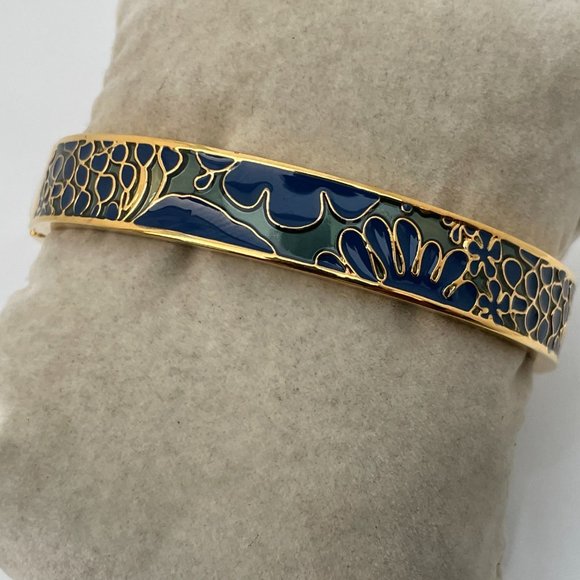J. Crew Bracelet gold plated bangle enamel paint F - Picture 3 of 11